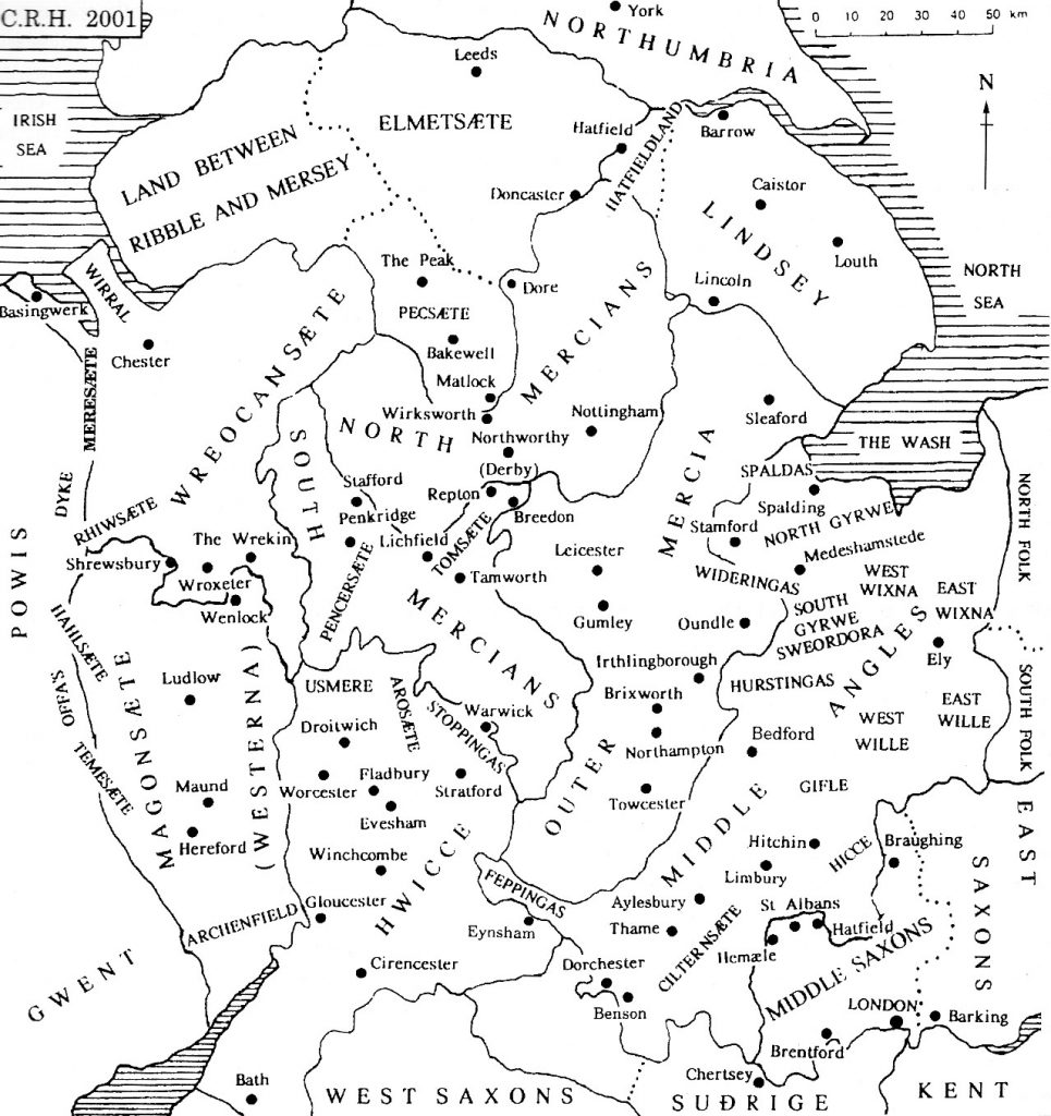 Map of Eighth Century Mercia (designed by Cyril Hart)